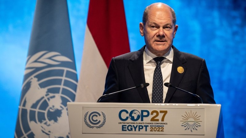 Bundeskanzler Olaf Scholz (SPD), spricht bei der Weltklimakonferenz COP27.