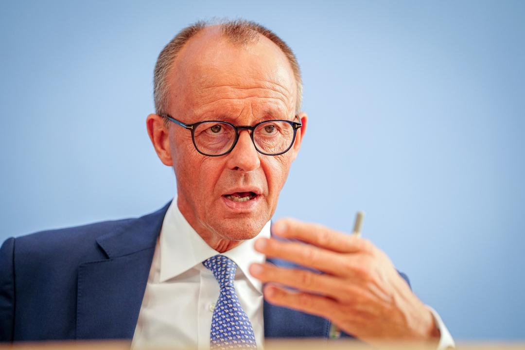 CDU-Chef Friedrich Merz am 27.08.2024 bei der Bundespressekonferenz