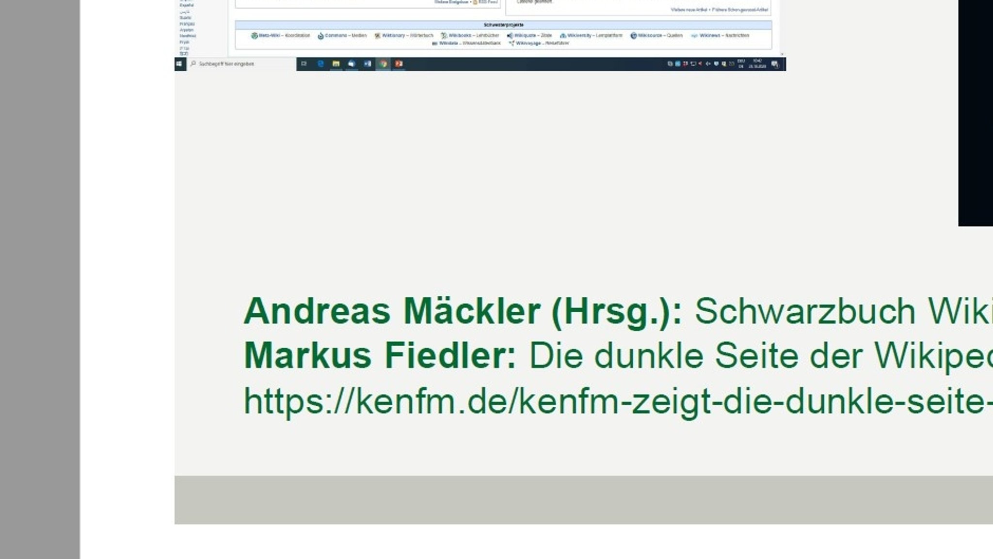 Vorlesungshandout des Professors mit Link zu "KenFM".