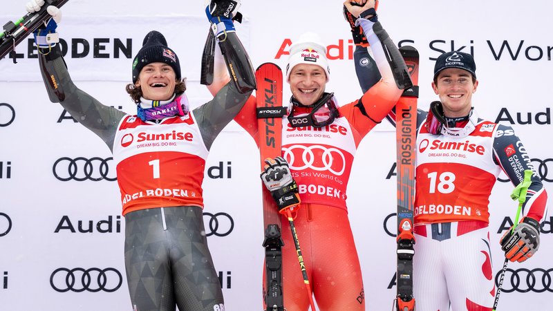 Siegerpodest Riesenslalom Adelboden | Bild: picture-alliance/dpa Siegerpodest Riesenslalom Adelboden