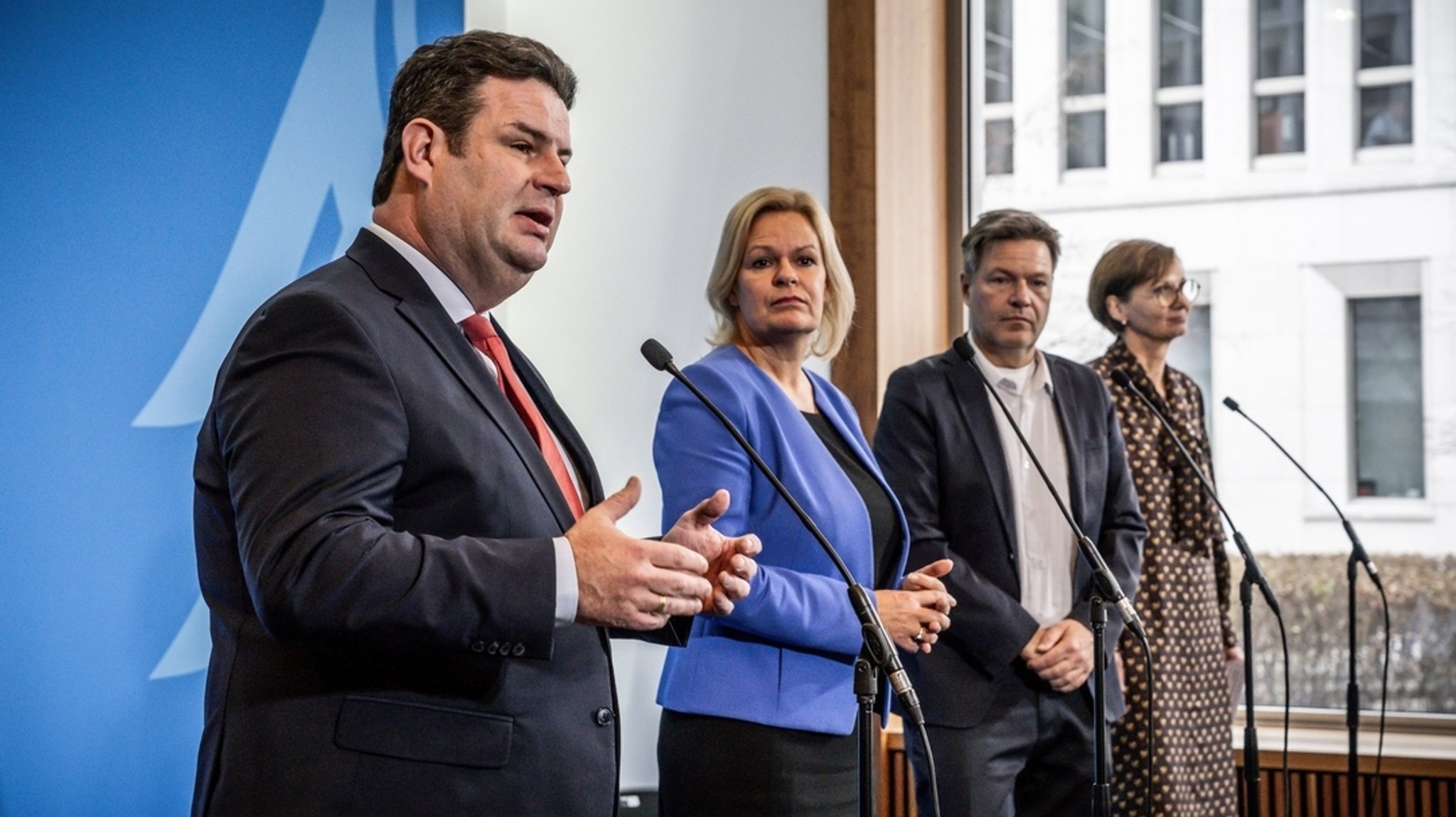 Hubertus Heil, Nancy Faeser, Robert Habeck und Bettina Stark-Watzinger 