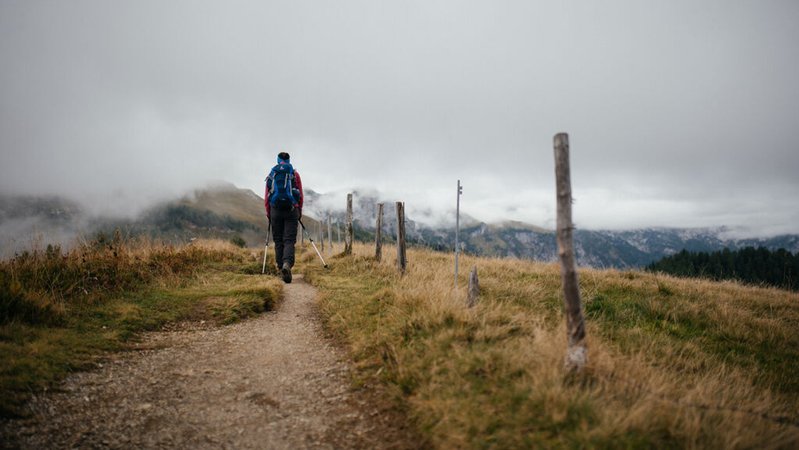 Ein Wanderer auf einem kleinen Wanderpfad. | Bild: BR/Julia Müller Ein Wanderer auf einem kleinen Wanderpfad.