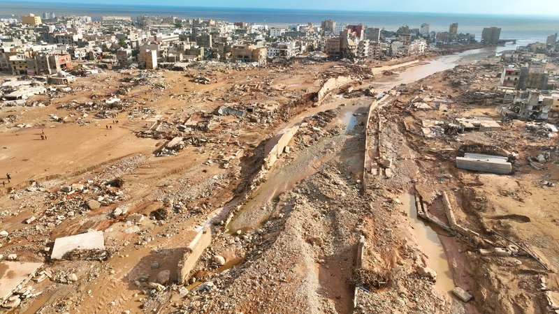 Die verwüstete Hafenstadt Darna nach dem verheerenden Unwetter in Libyen