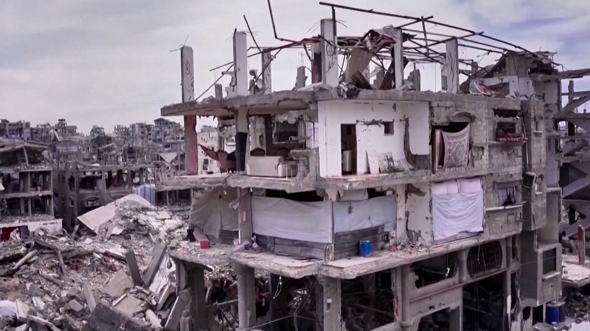 Zerbombte Häuser in Gaza