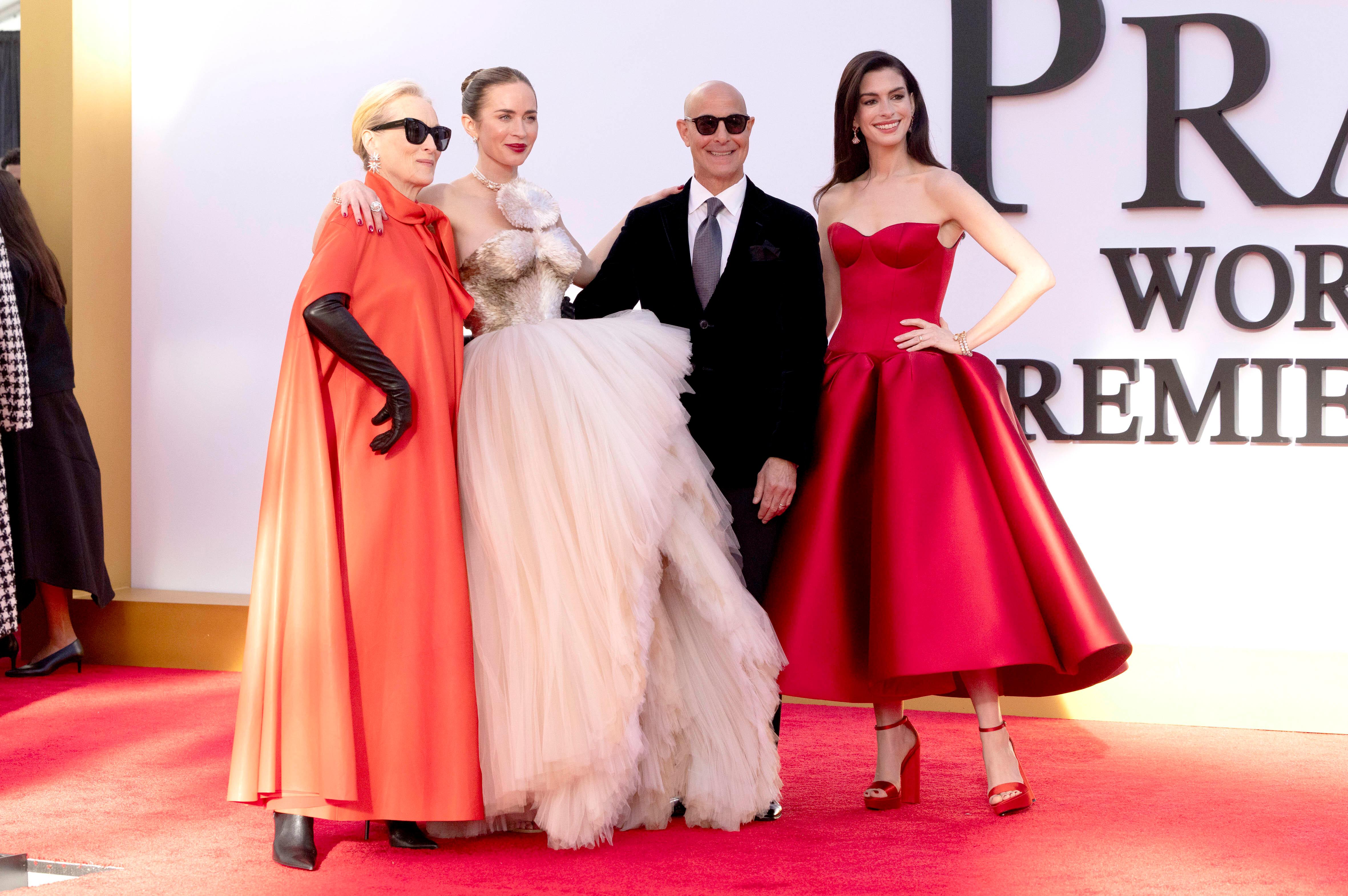 Meryl Streep, Emily Blunt, Stanley Tucci und Anne Hathaway bei der Weltpremiere des Kinofilms "Der Teufel trägt Prada 2" in New York