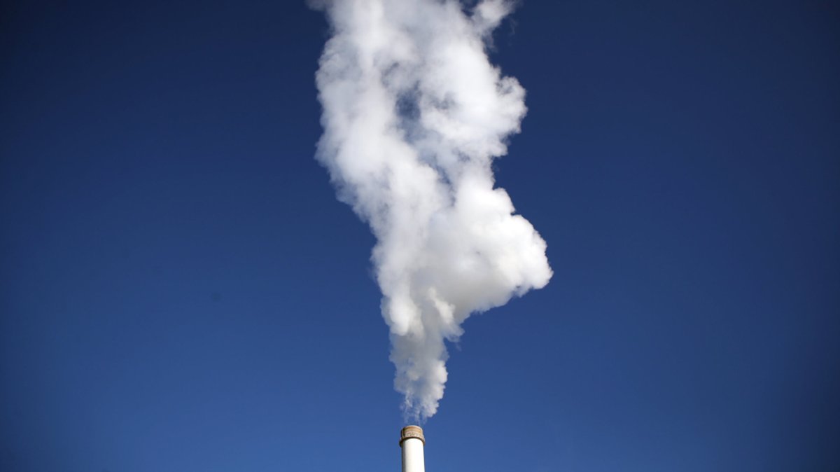 Dampf steigt aus einem Schornstein eines Heizkraftwerkes. (Symbolbild)