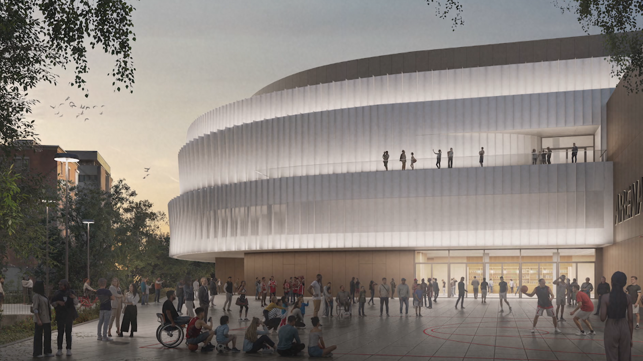Modell wie das Multifunktionsarena am Ende aussehen soll. | Bild: BR Modell wie das Multifunktionsarena am Ende aussehen soll.