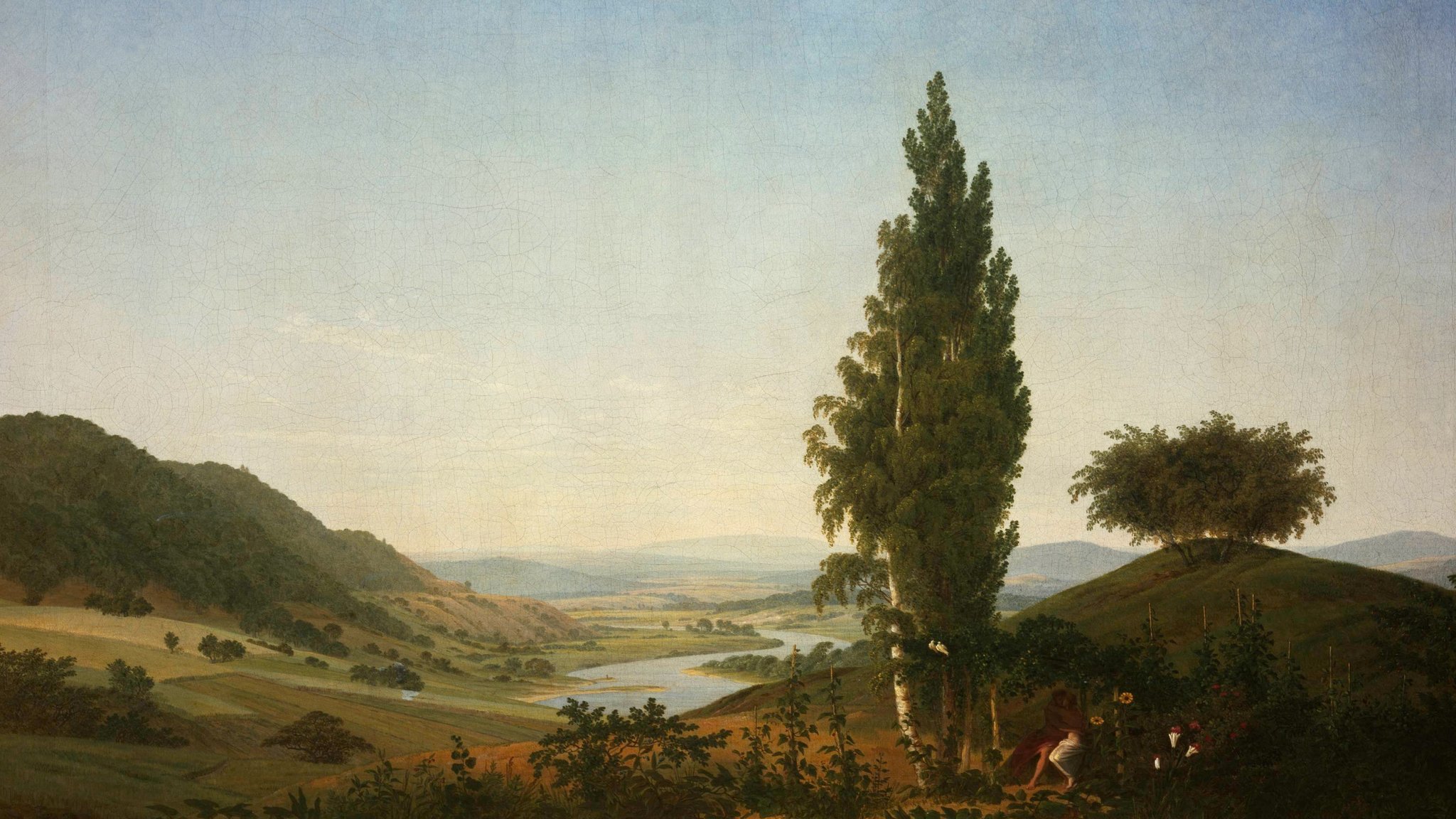 Caspar David Friedrich, "Der Sommer (Landschaft mit Liebespaar)", 1807. Öl auf Leinwand, 71,4 x 103,6 cm.