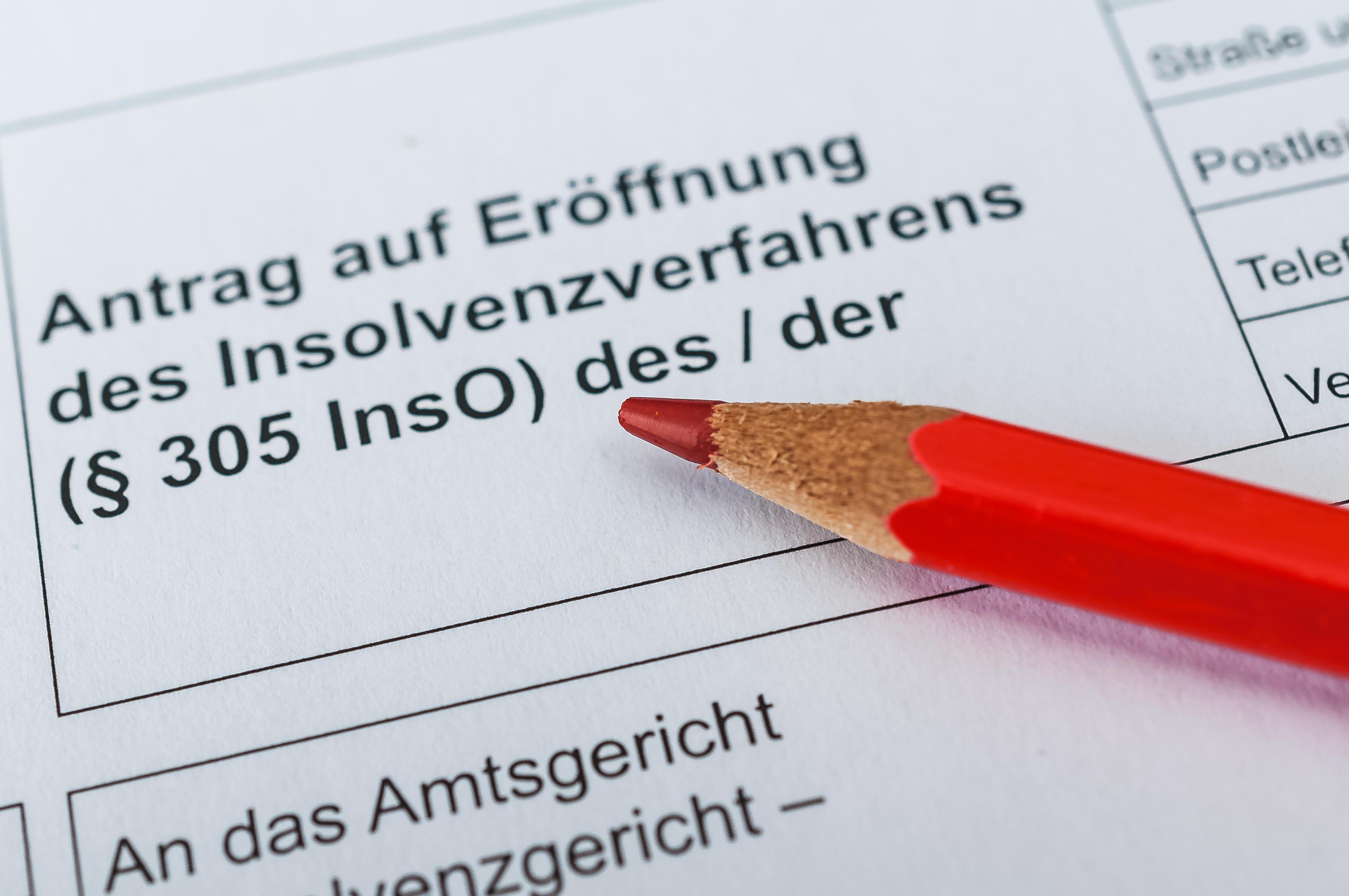 (Symbolbild) Formular Antrag Insolvenzverfahren (Symbolbild)