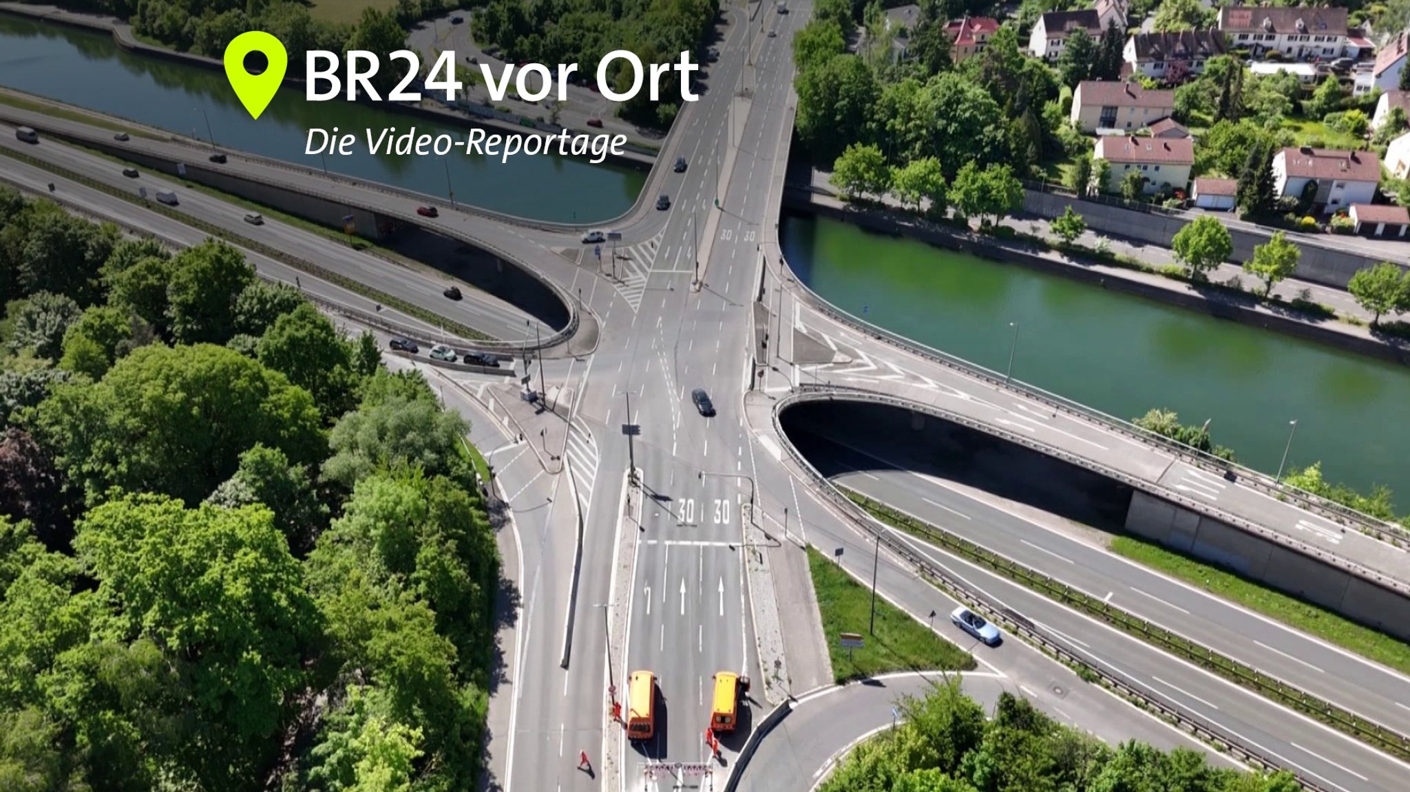 Eine Luftbildaufnahme zeigt die Zirndorfer Brücke von oben. | Bild: BR Eine Luftbildaufnahme zeigt die Zirndorfer Brücke von oben.
