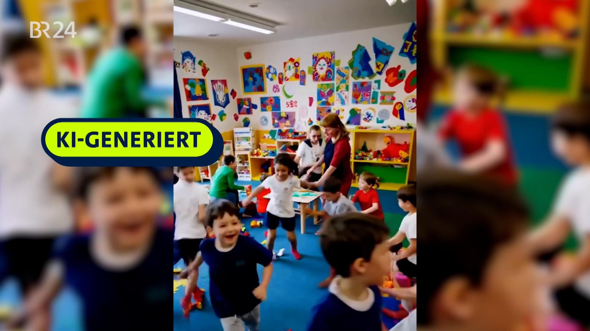 Ein mit KI-Werkzeugen erstelltes Video der AfD Brandenburg zeigt eine Szene in einer Kita.