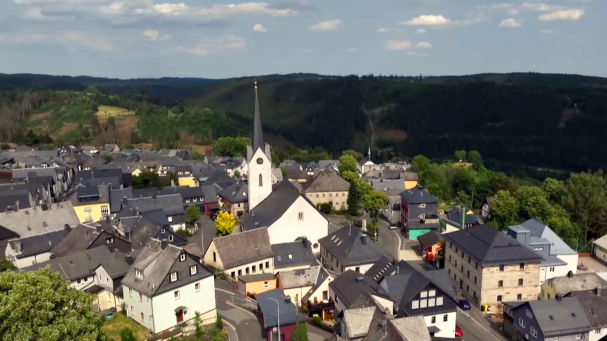 Stadtansicht Nordhalben aus der Vogelperspektive.