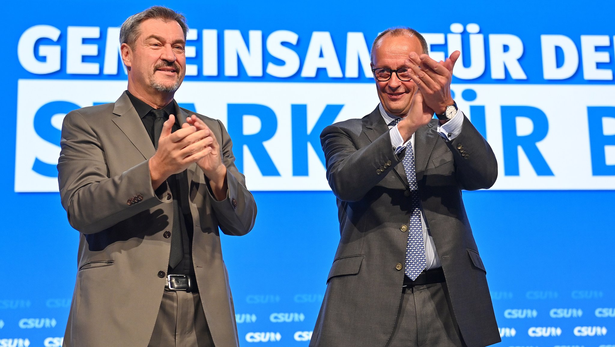 Markus Söder und Friedrich Merz in Augsburg