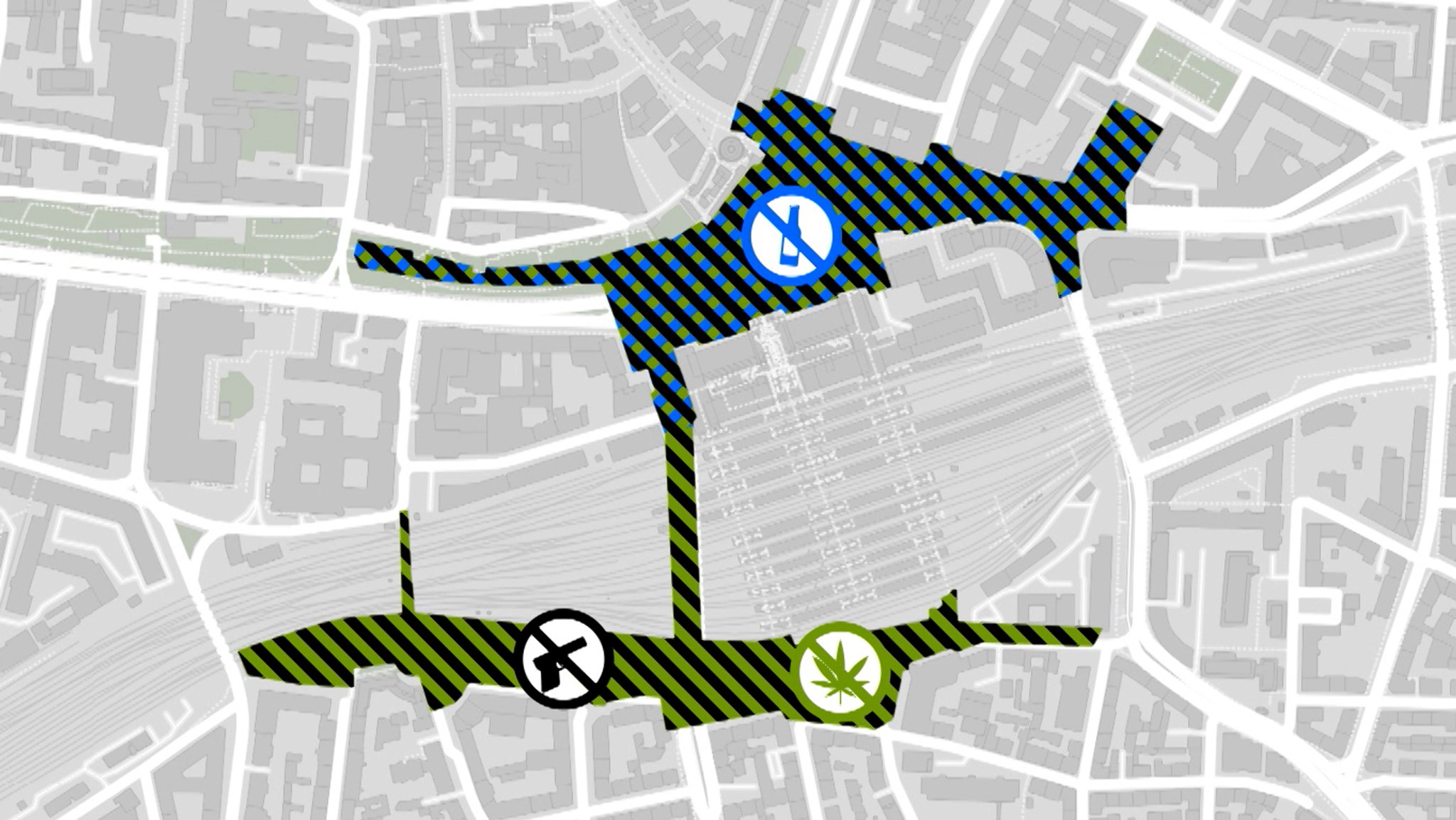 Verbotszonen rund um den Hauptbahnhof in Nürnberg