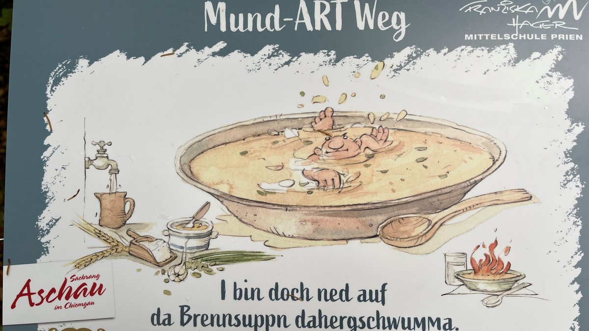 Ein Schild am Mund-ART Weg in Aschau im Chiemgau