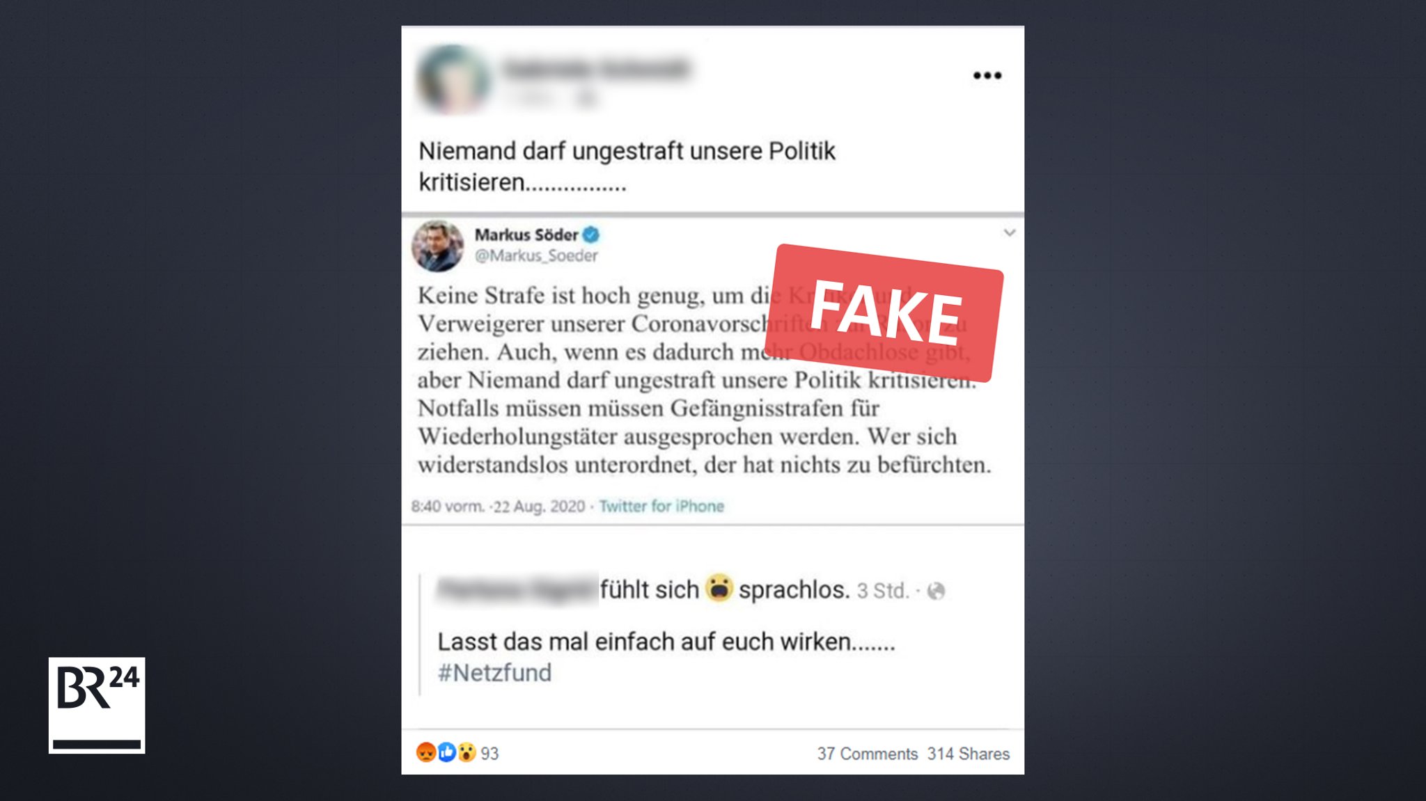 Vor allem auf Facebook verbreitete sich der gefälschte Screenshot