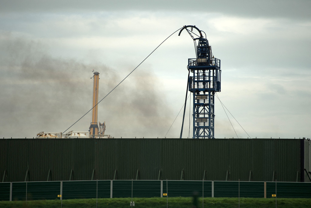 Förderanlagen für Schiefergas bei Blackpool in Nordwestengland im Oktober 2018. Nach Erdbeben wurde die Schiefergasförderung dort gestoppt.