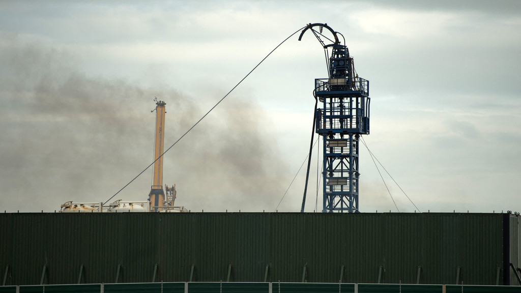 Förderanlagen für Schiefergas bei Blackpool in Nordwestengland im Oktober 2018. Nach Erdbeben wurde die Schiefergasförderung dort gestoppt.