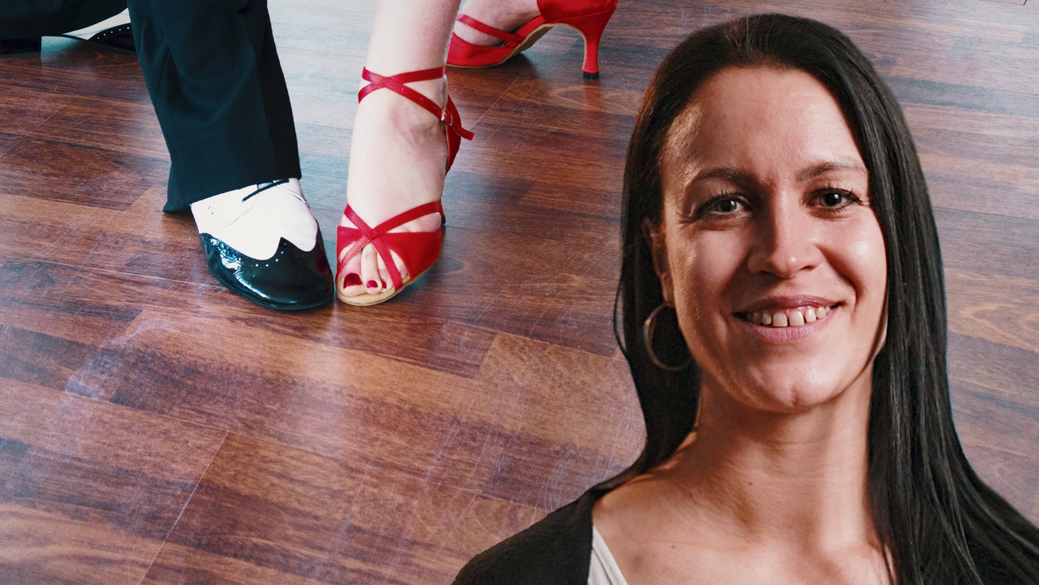 Eine Frau vor einem Tanzpaar 