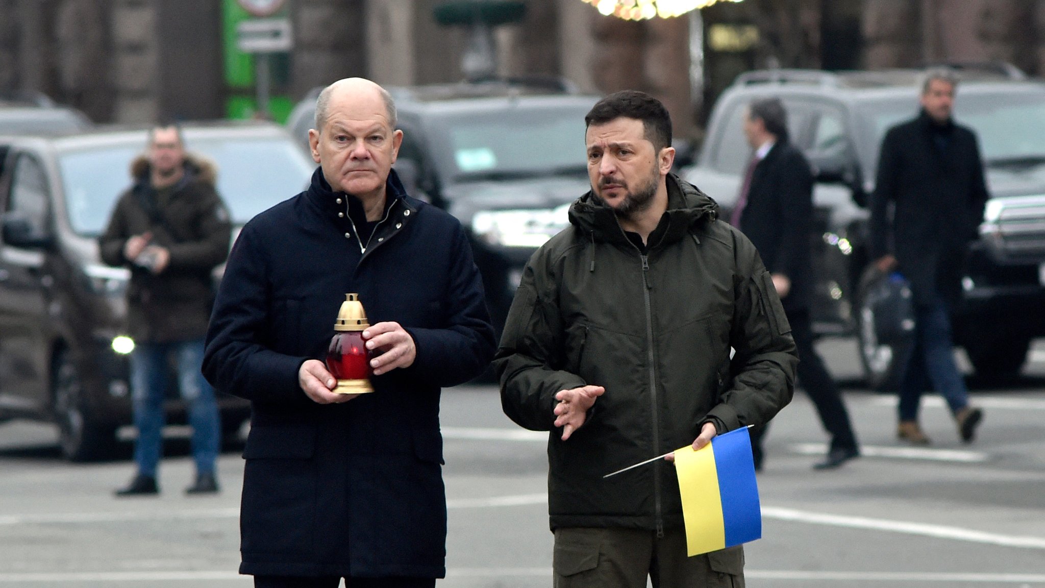 Bundeskanzler Olaf Scholz zu Besuch in der ukrainischen Hauptstadt Kiew.