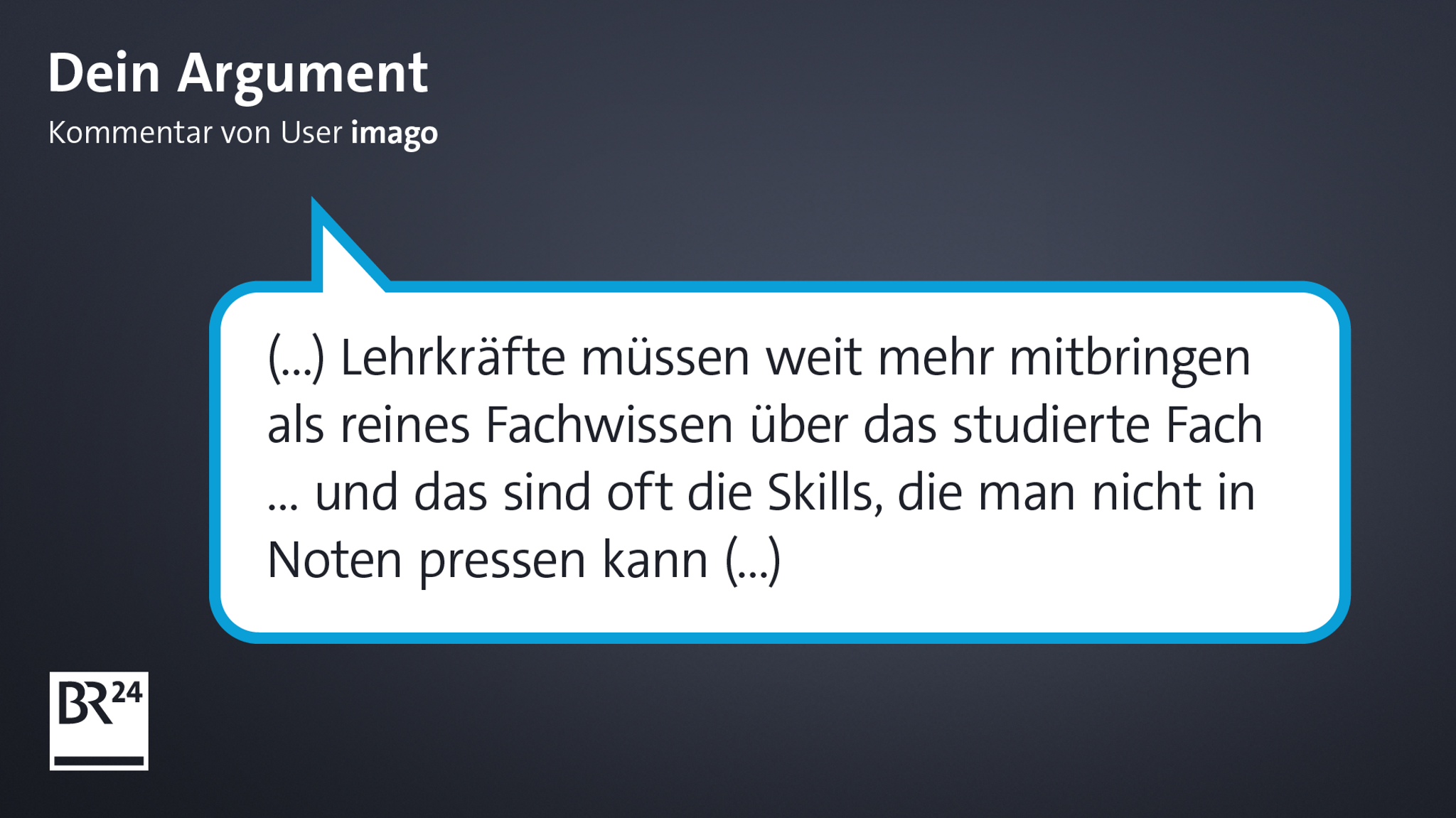 Ein Kommentar bei BR24 unter dem Beitrag "Schulbeginn: Lehrkräftemangel – und ein besonderer Abi-Jahrgang"