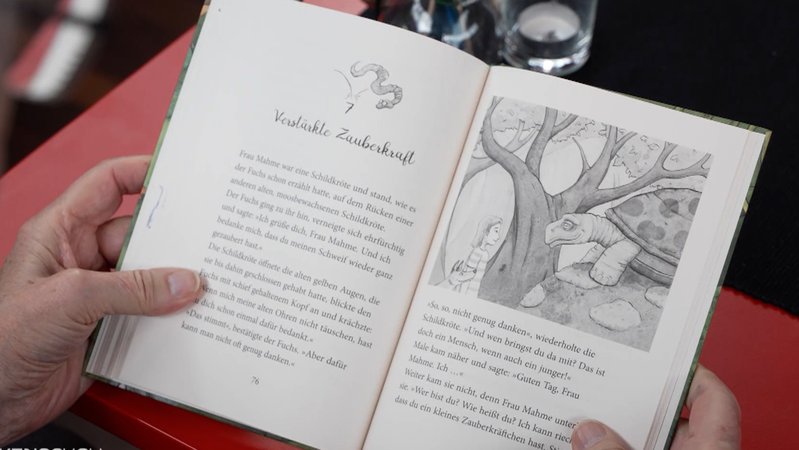 Eine Seite aus Paul Maars neuem Buch "Die Tochter der Zauberin" mit Illustrationen seines Enkels Hannes Maar.