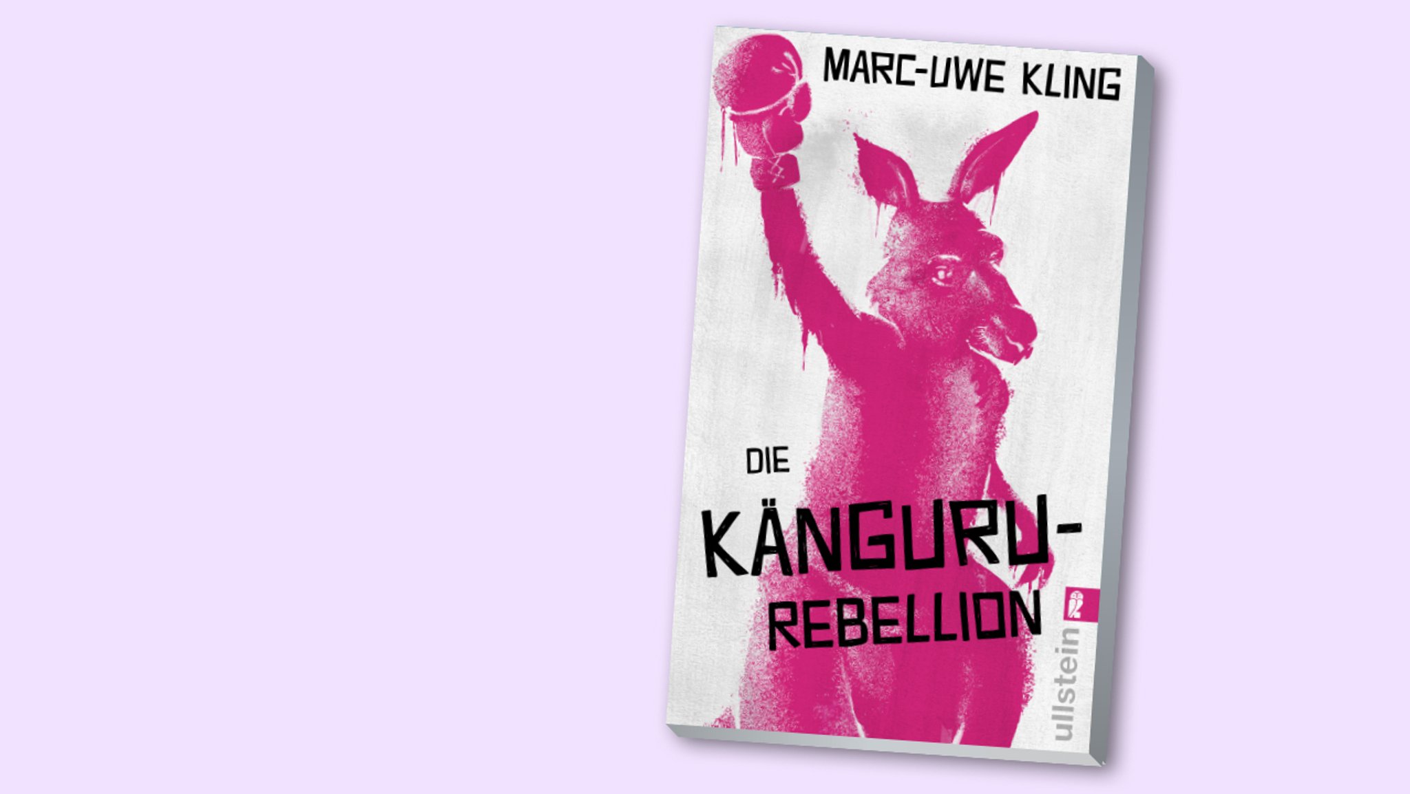 Cover des Buchs "Die Känguru-Rebellion" mit pinkem Känguru und Boxhandschuh