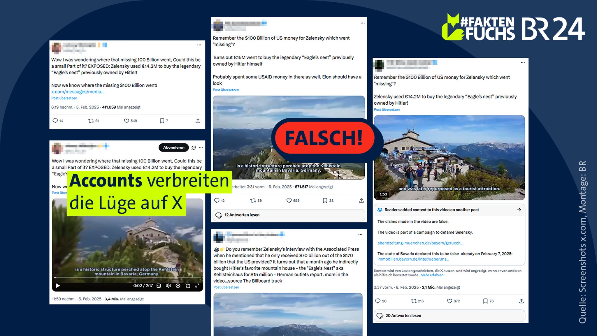 Prorussische Accounts verbreiten die Lüge auf X. 