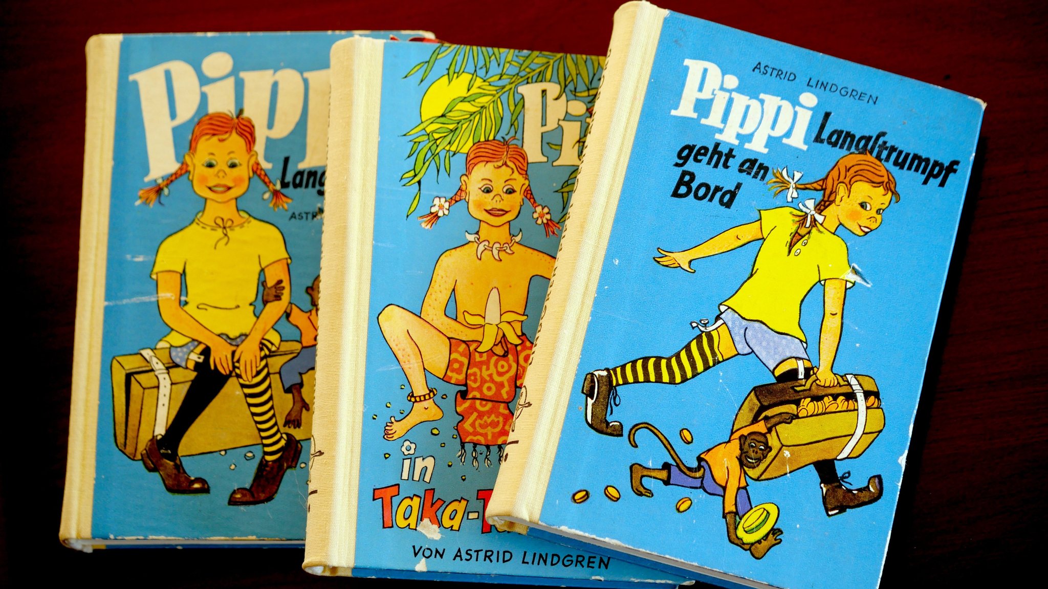 Drei "Pippi Langstrumpf"-Bände, sie stammen aus den Jahren 1960-1962.