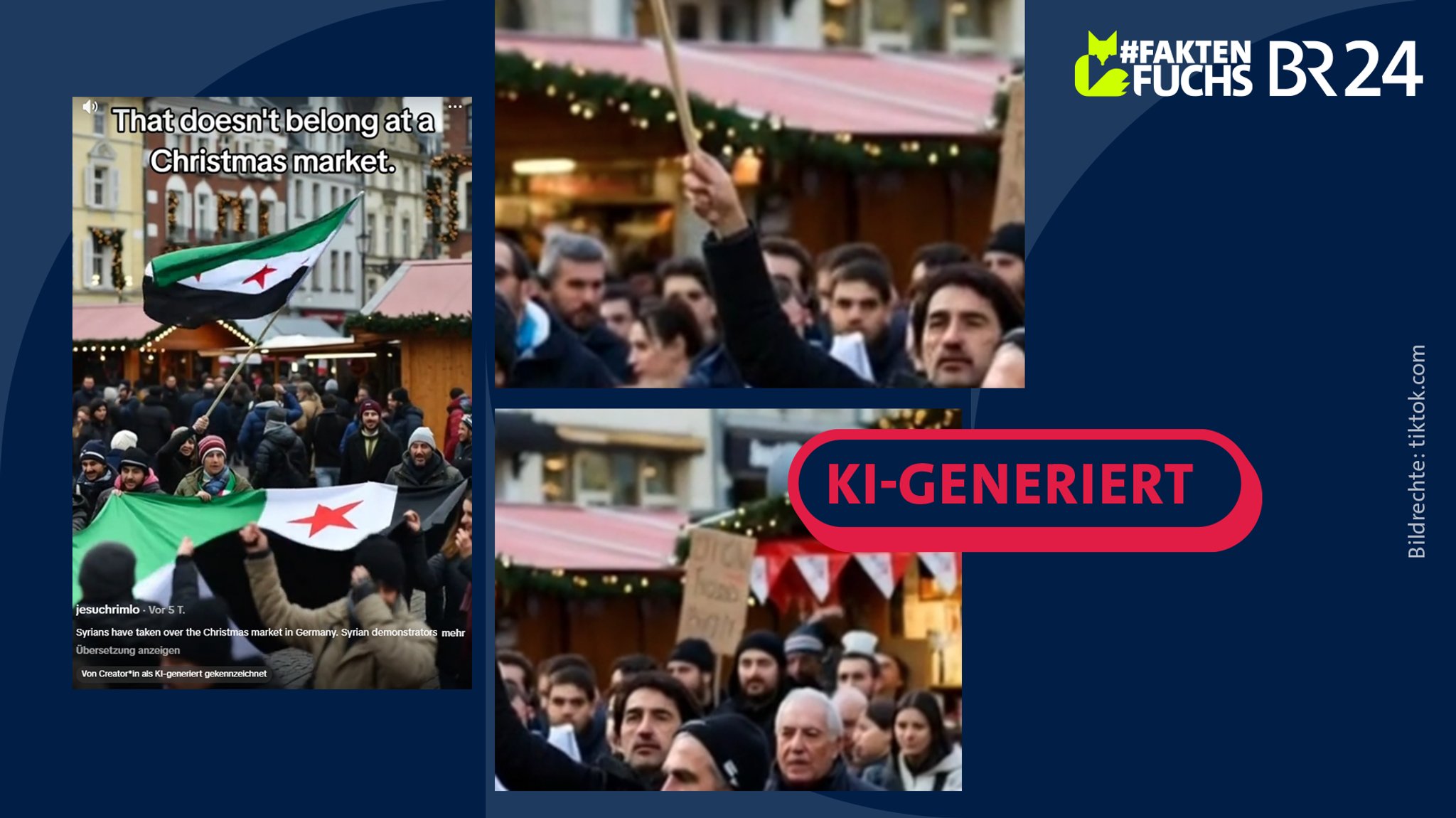 Screenshots eines KI-generierten Videos. | Bild: tiktok.com; Montage: BR Screenshots eines KI-generierten Videos.