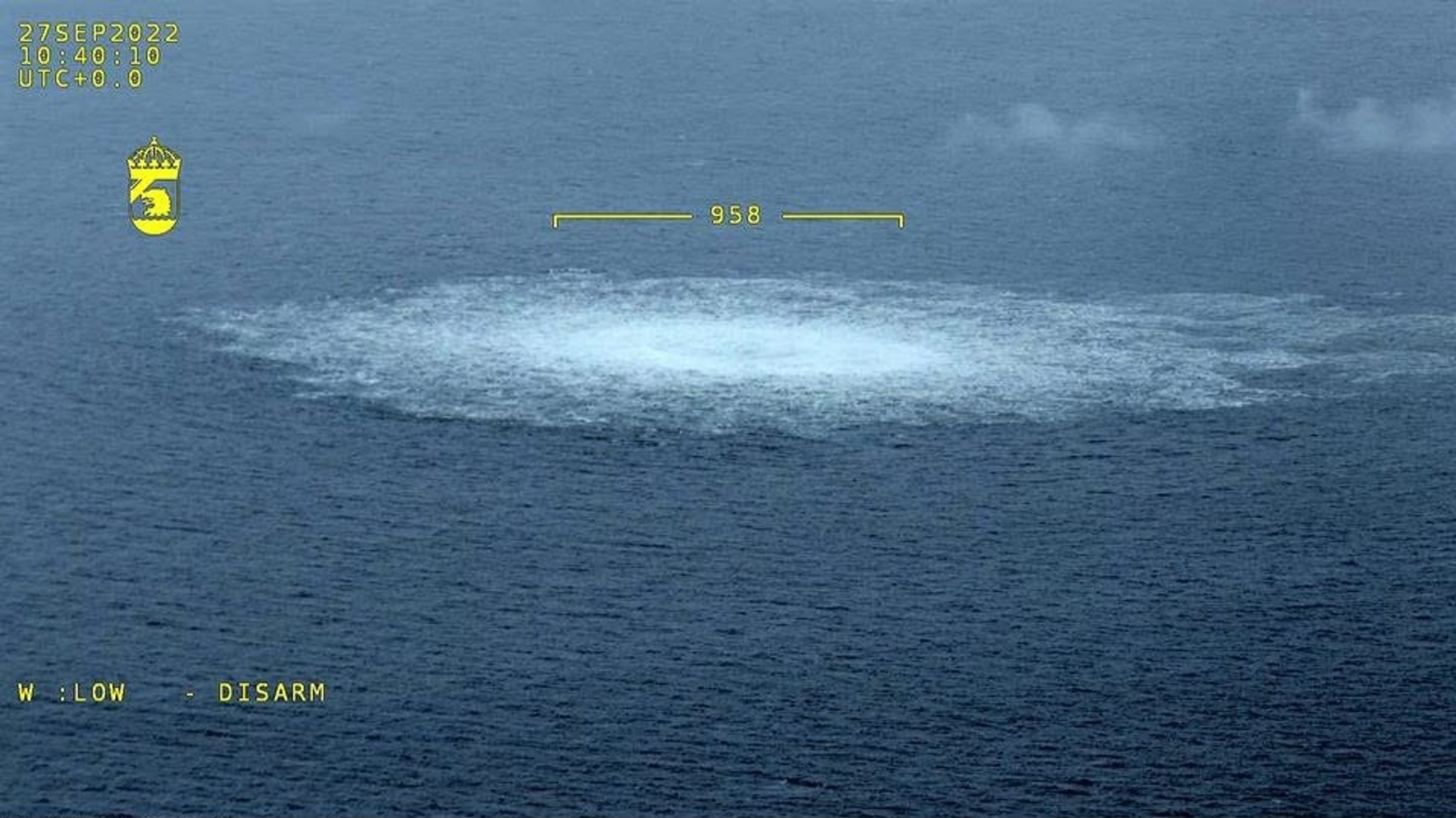 Das Nord Stream 1-Gasleck in der Ostsee, fotografiert aus einem Flugzeug der schwedischen Küstenwache. (Archiv)