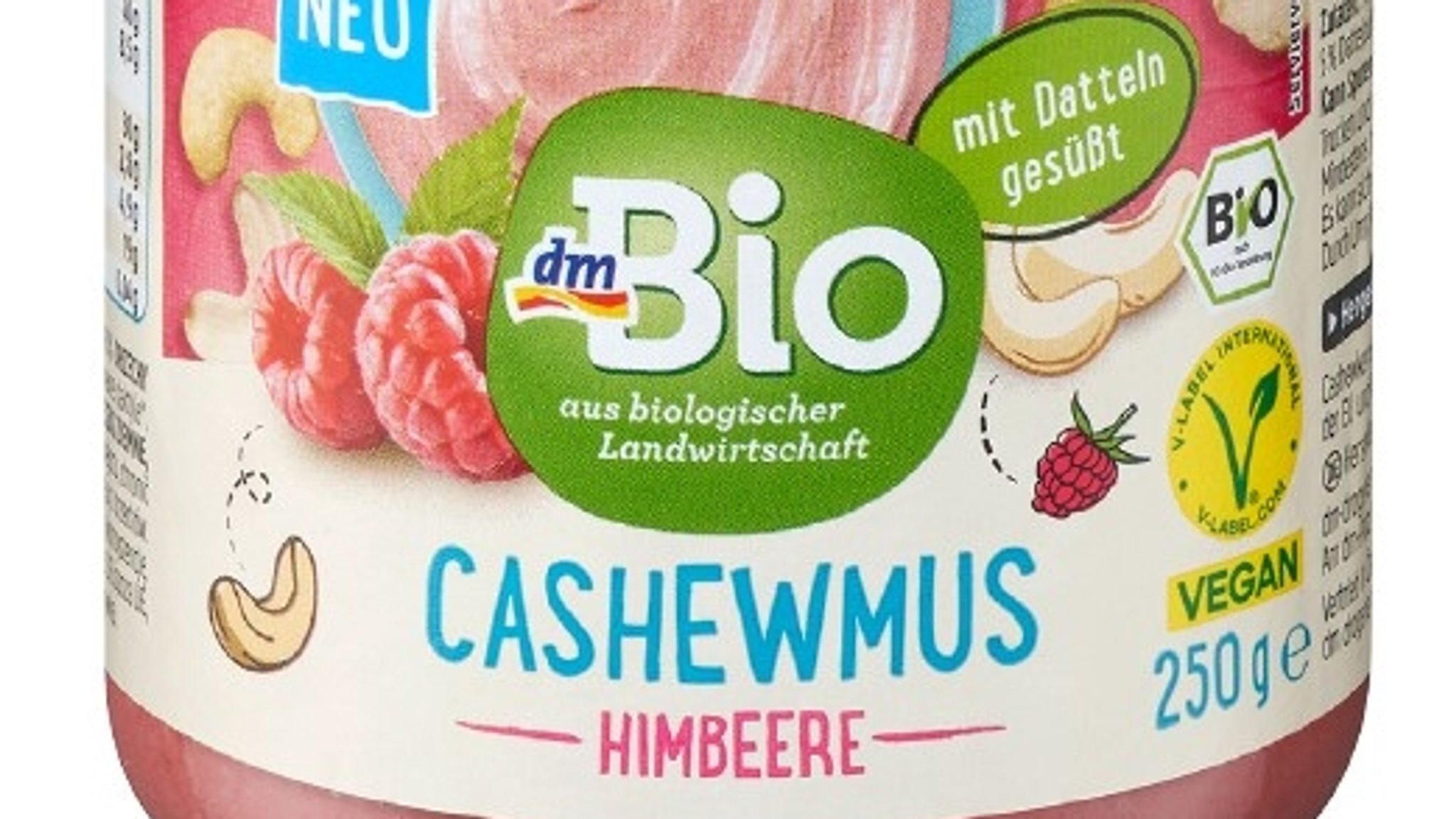 Das zurückgerufene Produkt von dm Cashewmus Himbeere