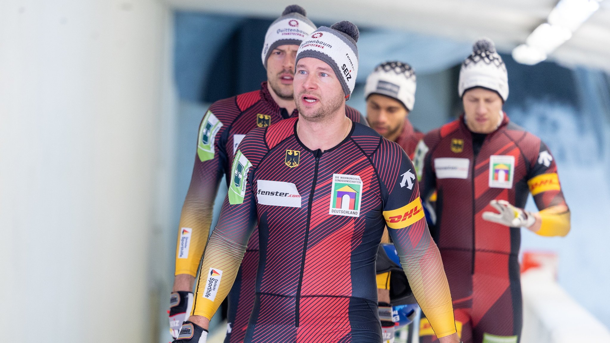 Johannes Lochner mit seinem Viererbob-Team