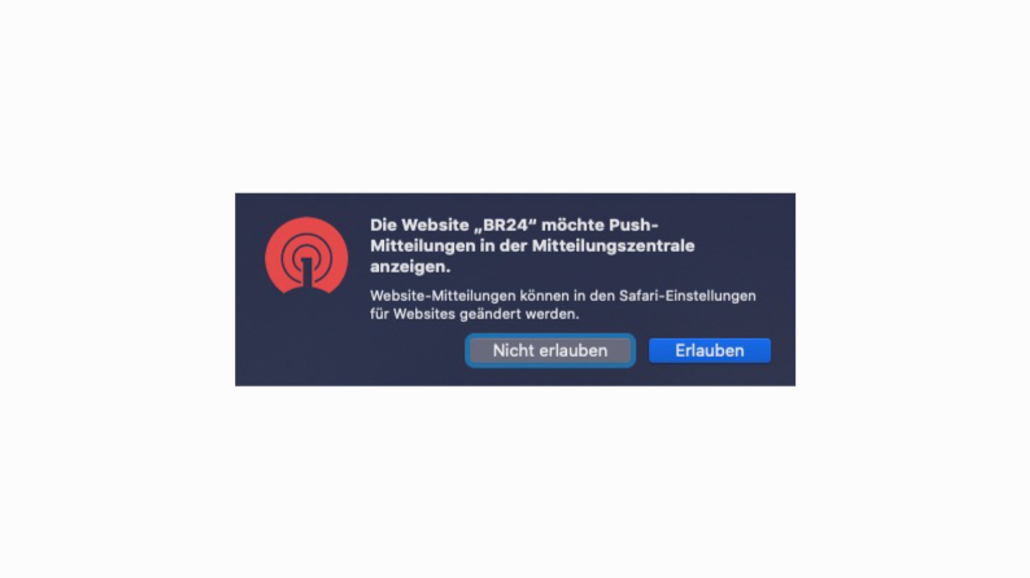 Klicken Sie in Safari auf Erlauben, um die Benachrichtigungen im Browser zu aktivieren.