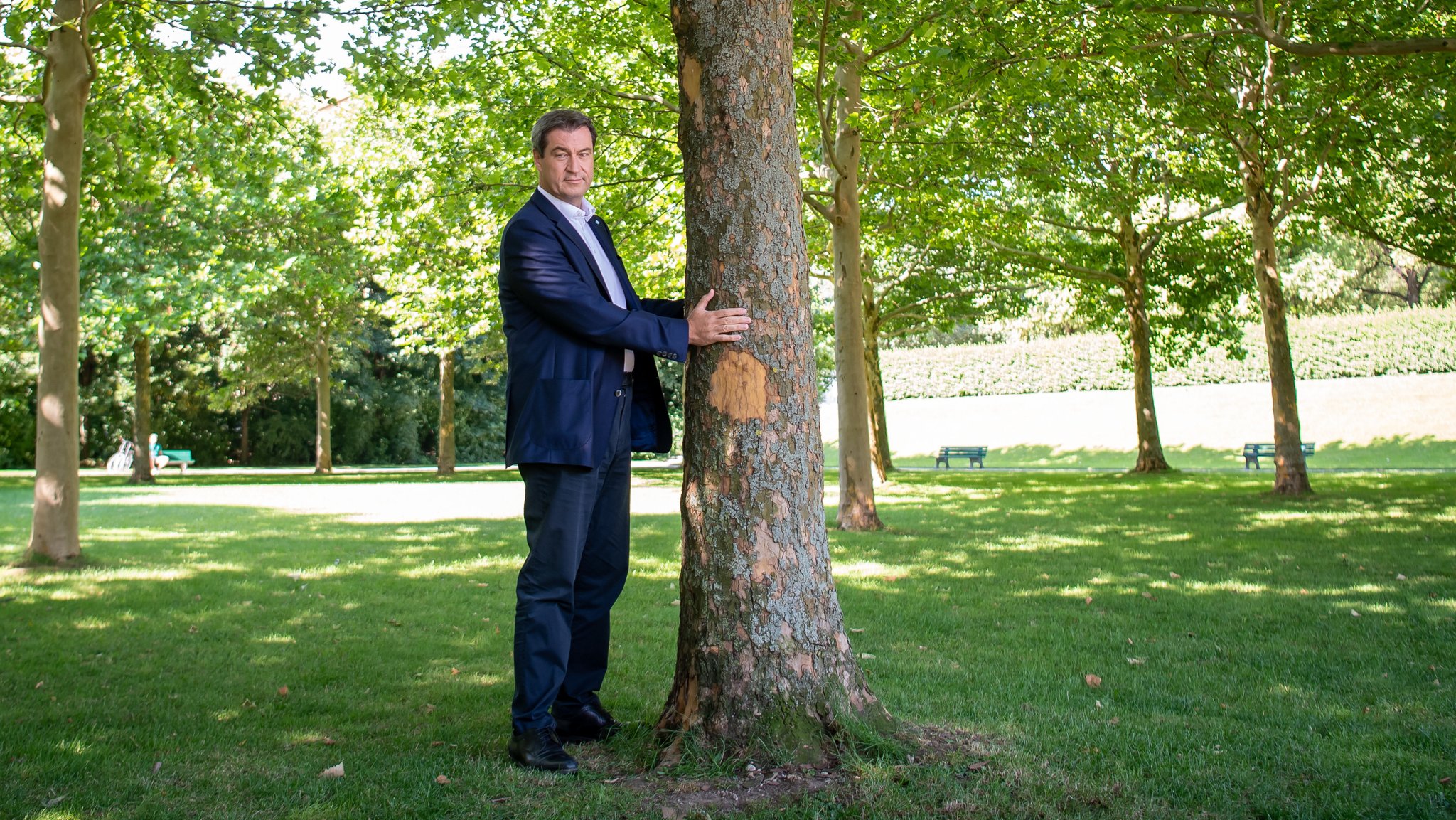 Ministerpräsident Söder im Hofgarten vor der Staatskanzlei in München, aufgenommen am 10.07.19.