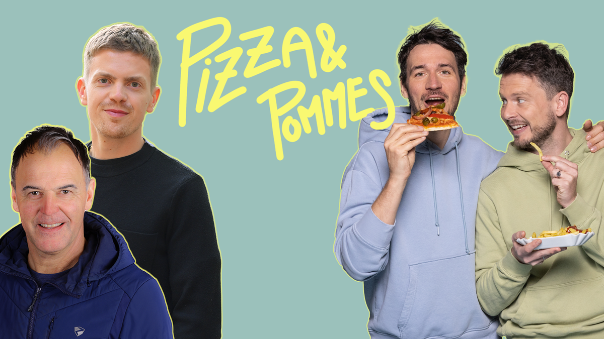 Norbert Haslach, Ferdinand Hofer, Felix Neureuther und Philipp Nagel (v.l.) im Podcast "Pizza & Pommes"