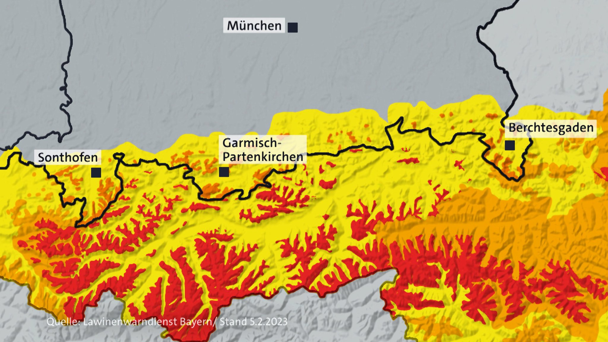 Die Lawinengefahr in den Alpen ist sehr hoch. 