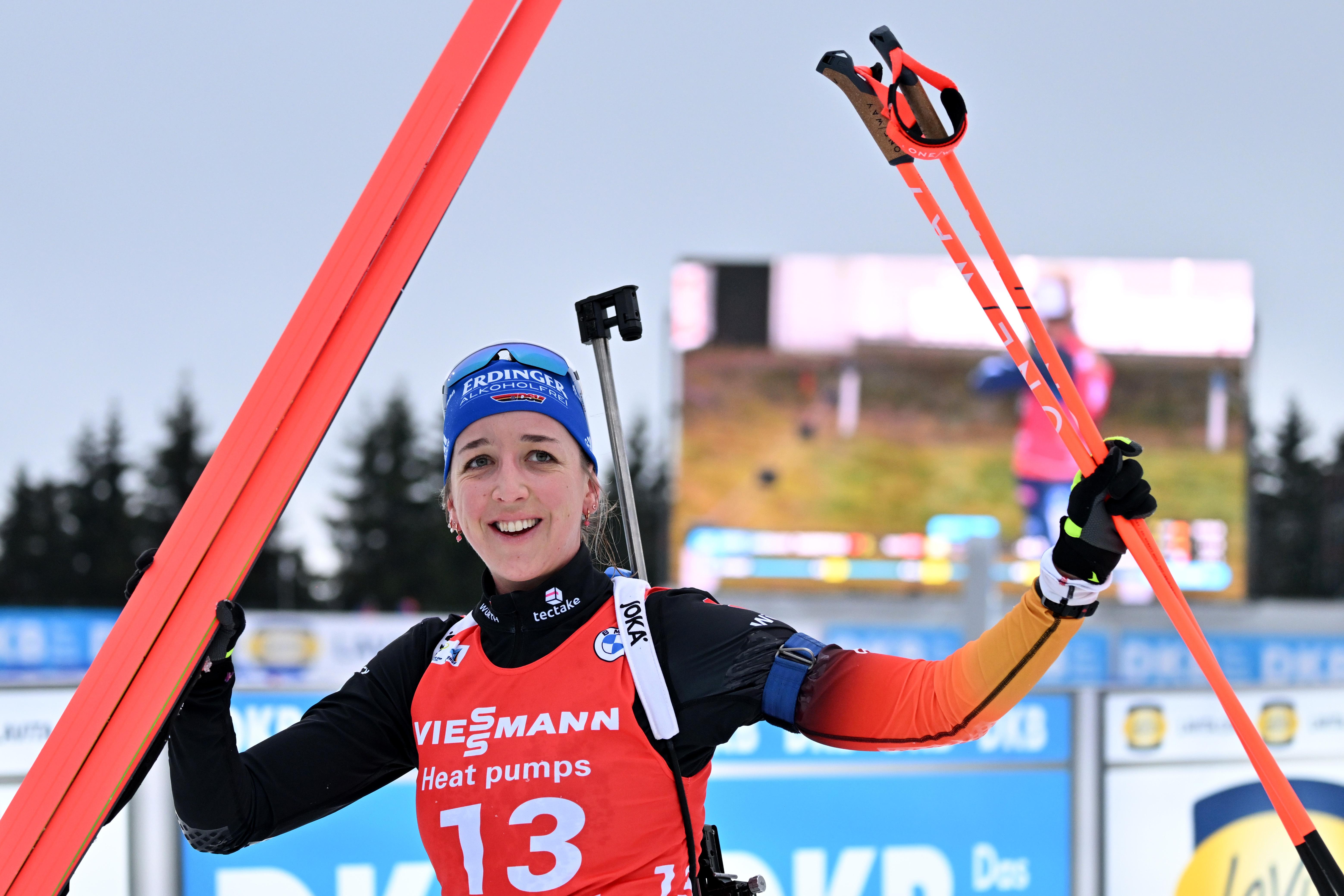 Franziska Preuß nach dem zweiten Platz im Sprint in Oberhof