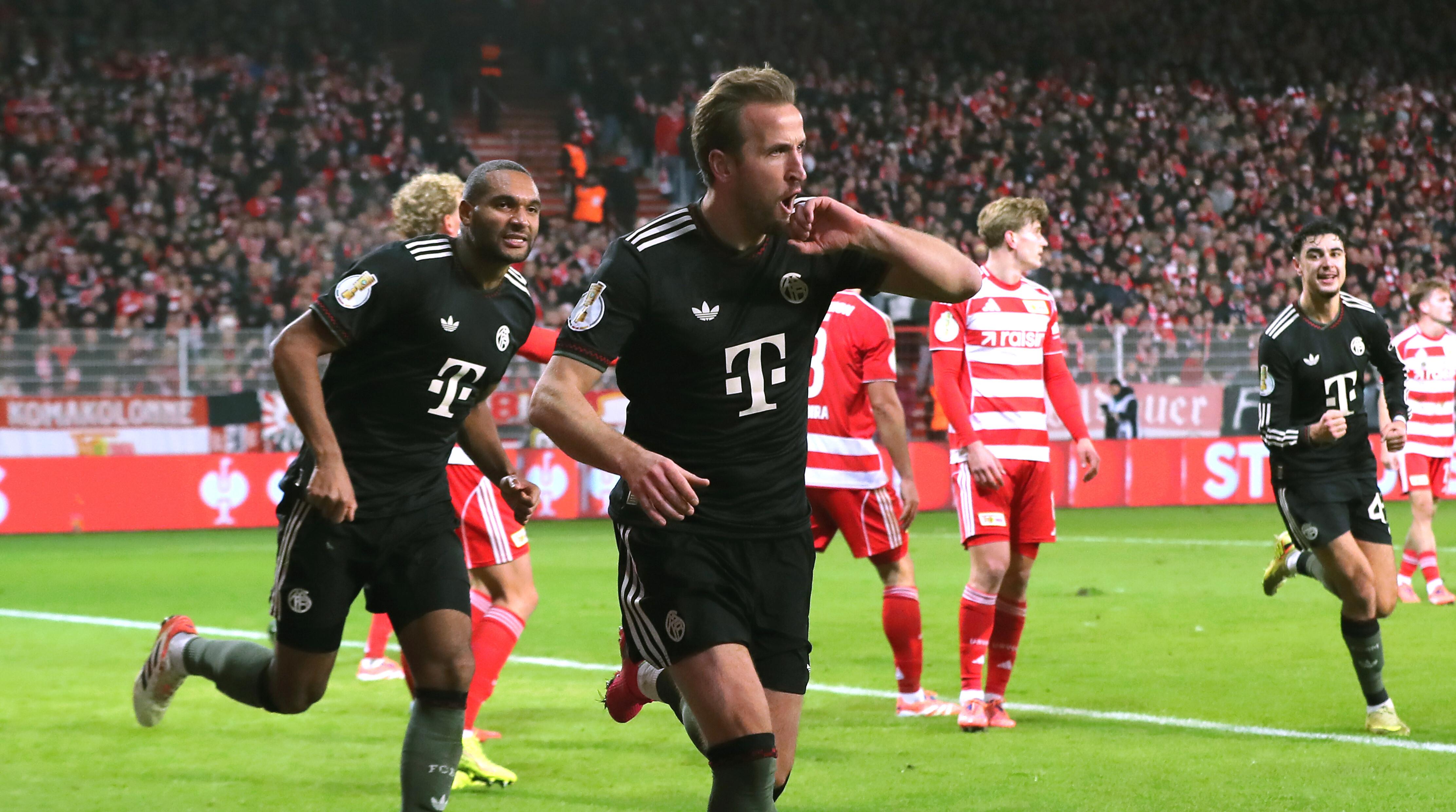 Harry Kane beim Torjubel im Pokalspiel bei Union Berlin