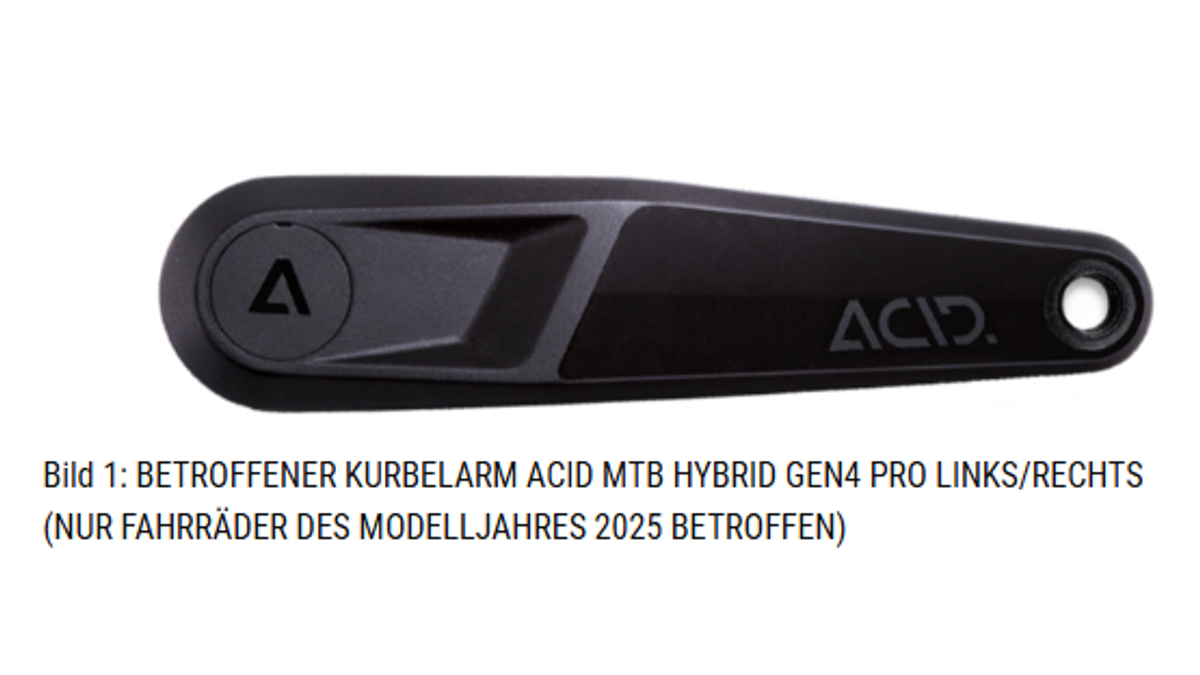 Bild eines vom Rückruf betroffenen Kurbelarms des Fahrradherstellers Cube aus der Oberpfalz.