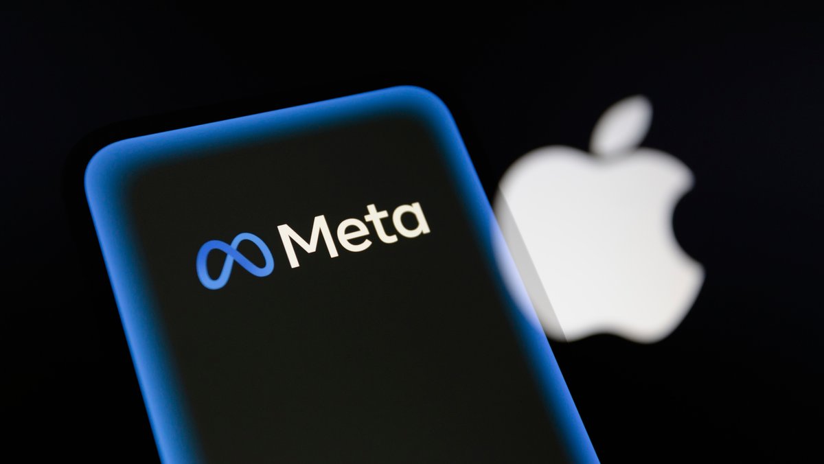 Ein Meta-Logo und ein Apple-Logo
