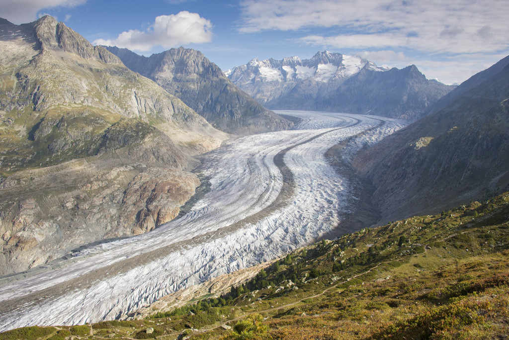 Der Große Aletschgletscher, größter Gletscher der Alpen