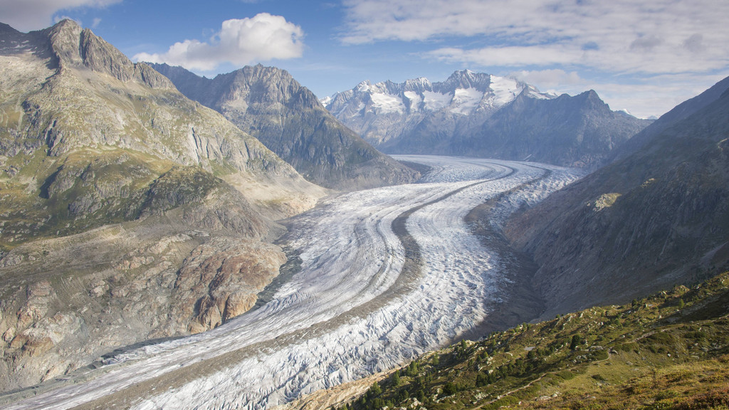 Der Große Aletschgletscher, größter Gletscher der Alpen