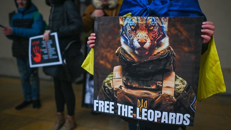 Am Dienstag wurde in Krakau für Leopard-Lieferungen in die Ukraine demonstriert. 