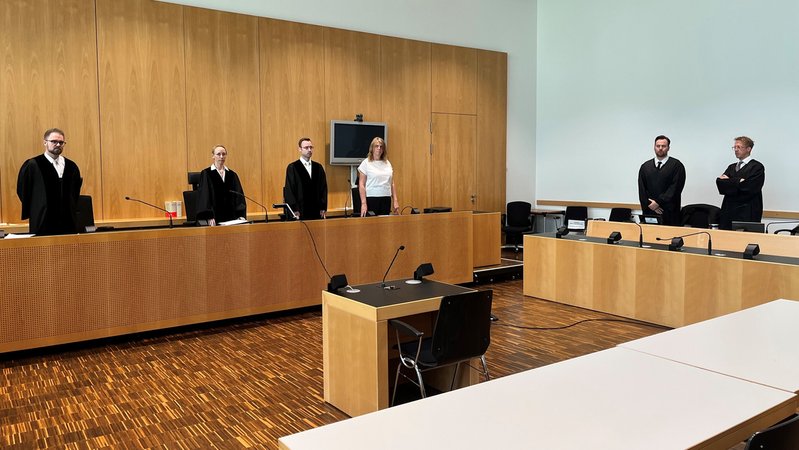Verhandlungssaal des Landgerichts Augsburg am 20.06.2023