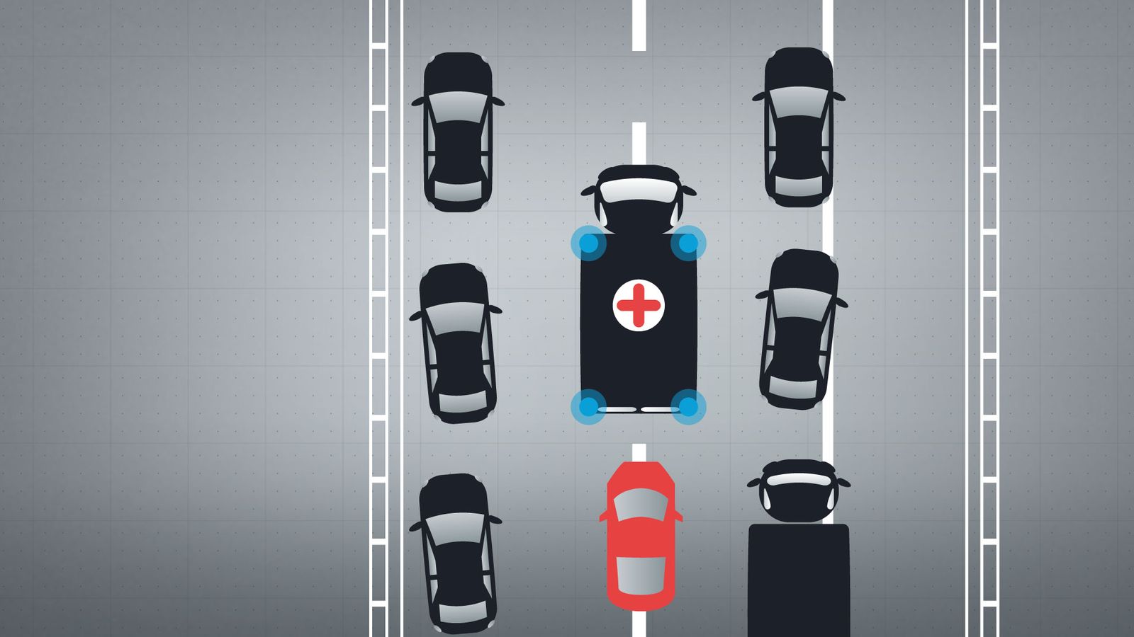 Grafik: Darstellung einer Rettungsgasse | Bild: BR Grafik: Darstellung einer Rettungsgasse