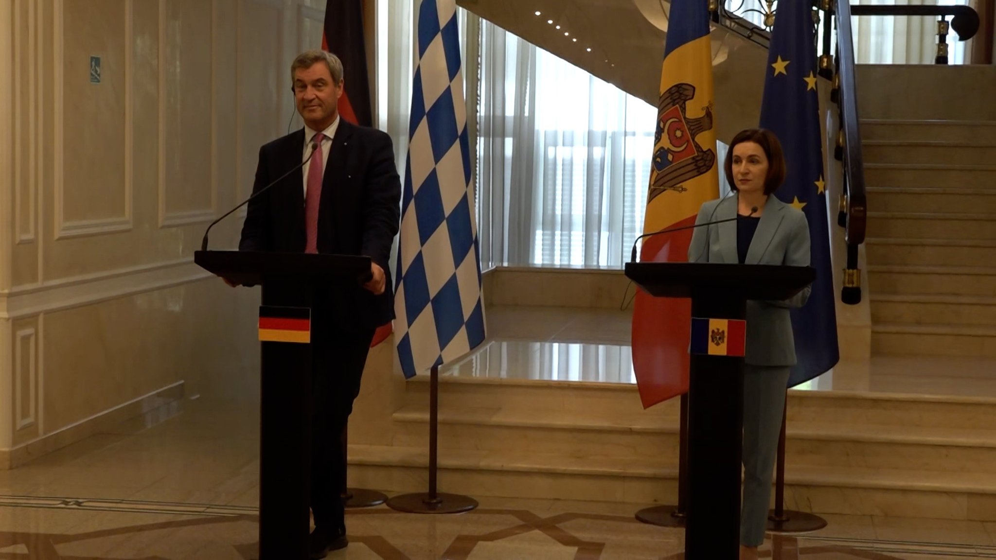 Bayerns Ministerpräsident Söder und Moldaus Staatspräsidentin Sandu | Bild: BR Bayerns Ministerpräsident Söder und Moldaus Staatspräsidentin Sandu