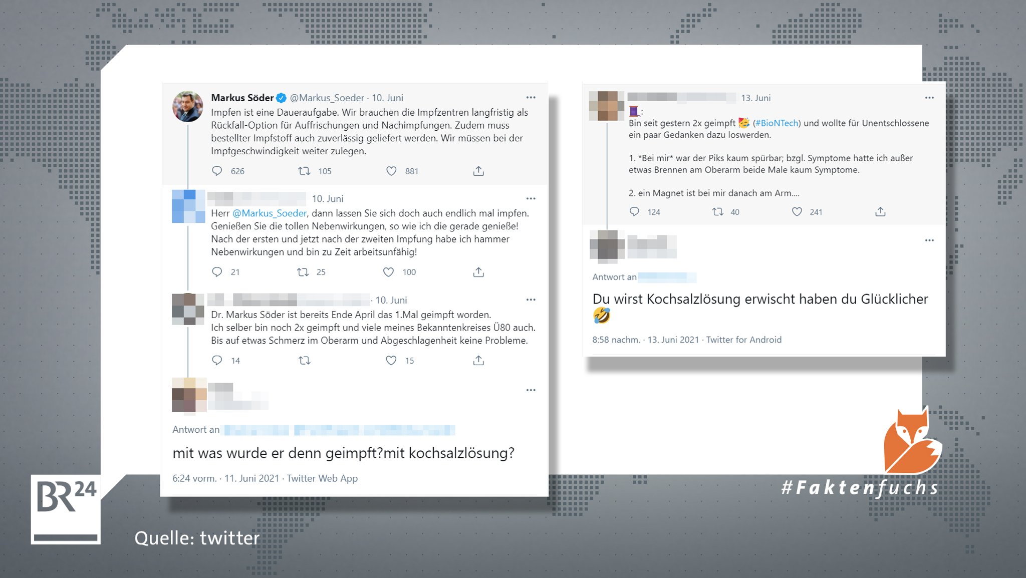 Auf Twitter kommt suggerieren Nutzer immer wieder, statt Wirkstoff würde häufiger einfach mal Kochsalzlösung verimpft.