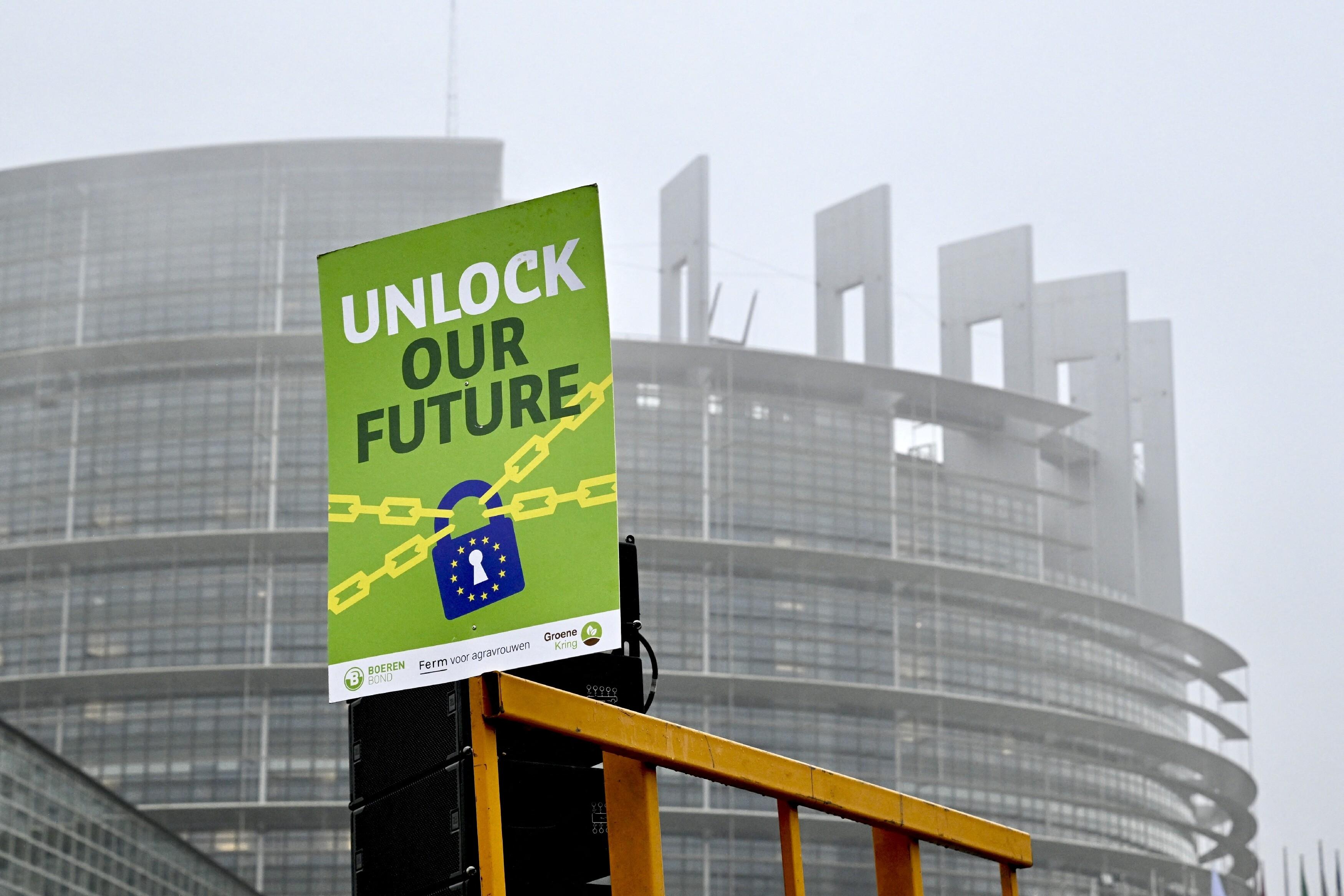 Protest-Plakat in Straßburg.