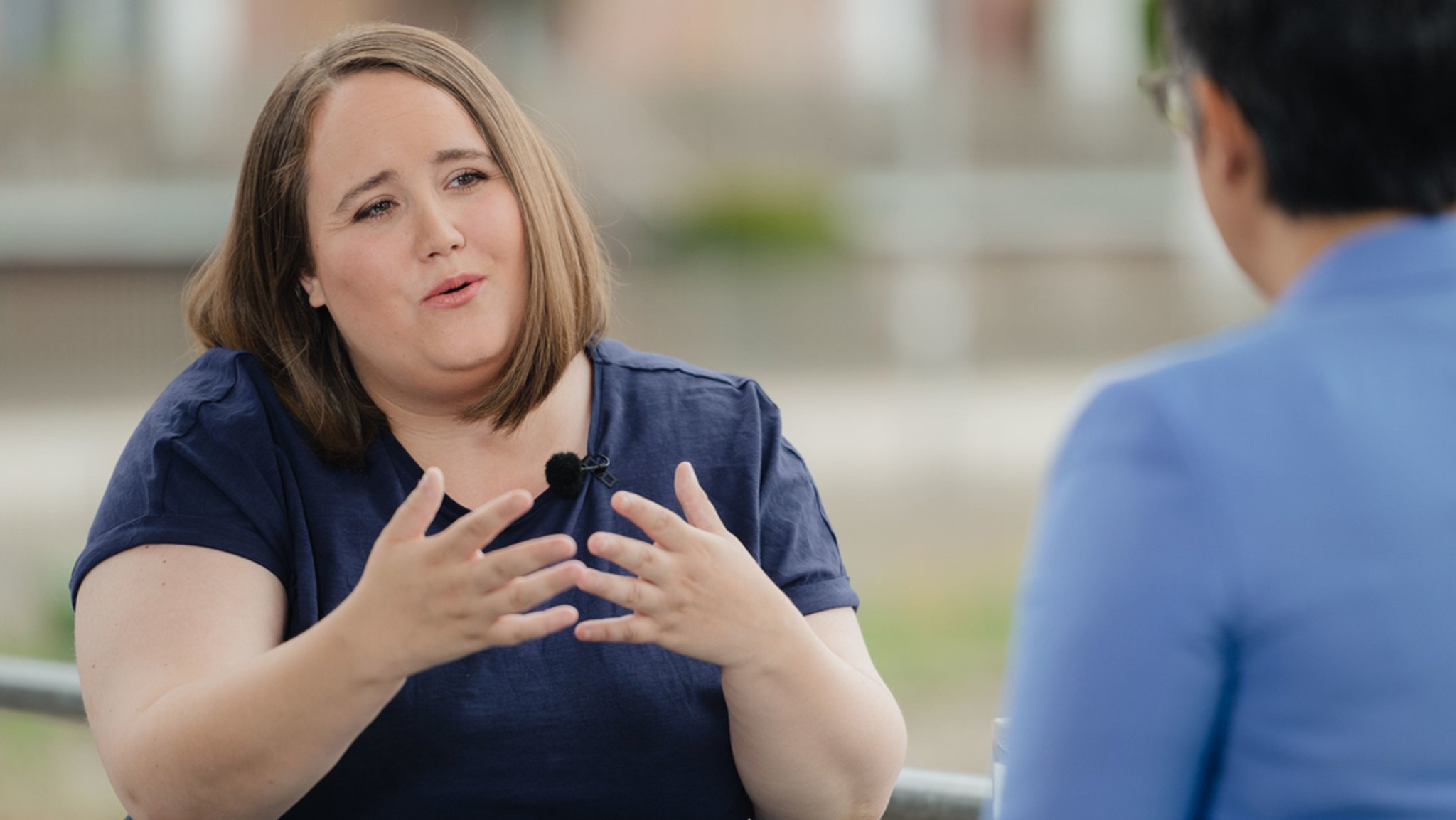 Ricarda Lang, Bundesvorsitzende der Grünen, beim "Berlin-Direkt" ZDF-Sommerinterview.